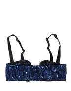 Dolce & Gabbana Blue Sequined Nyon Balconnet Bra Underwear
