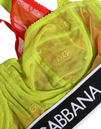 Dolce & Gabbana Yellow Nylon Layered Lace Balconnet Bra Underwear