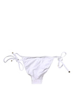 Dolce & Gabbana White Nylon Bikini Logo Plaque 2 Piece Swimwear