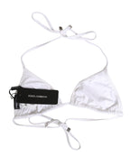 Dolce & Gabbana White Nylon Triangle Beachwear Bikini Top Swimwear