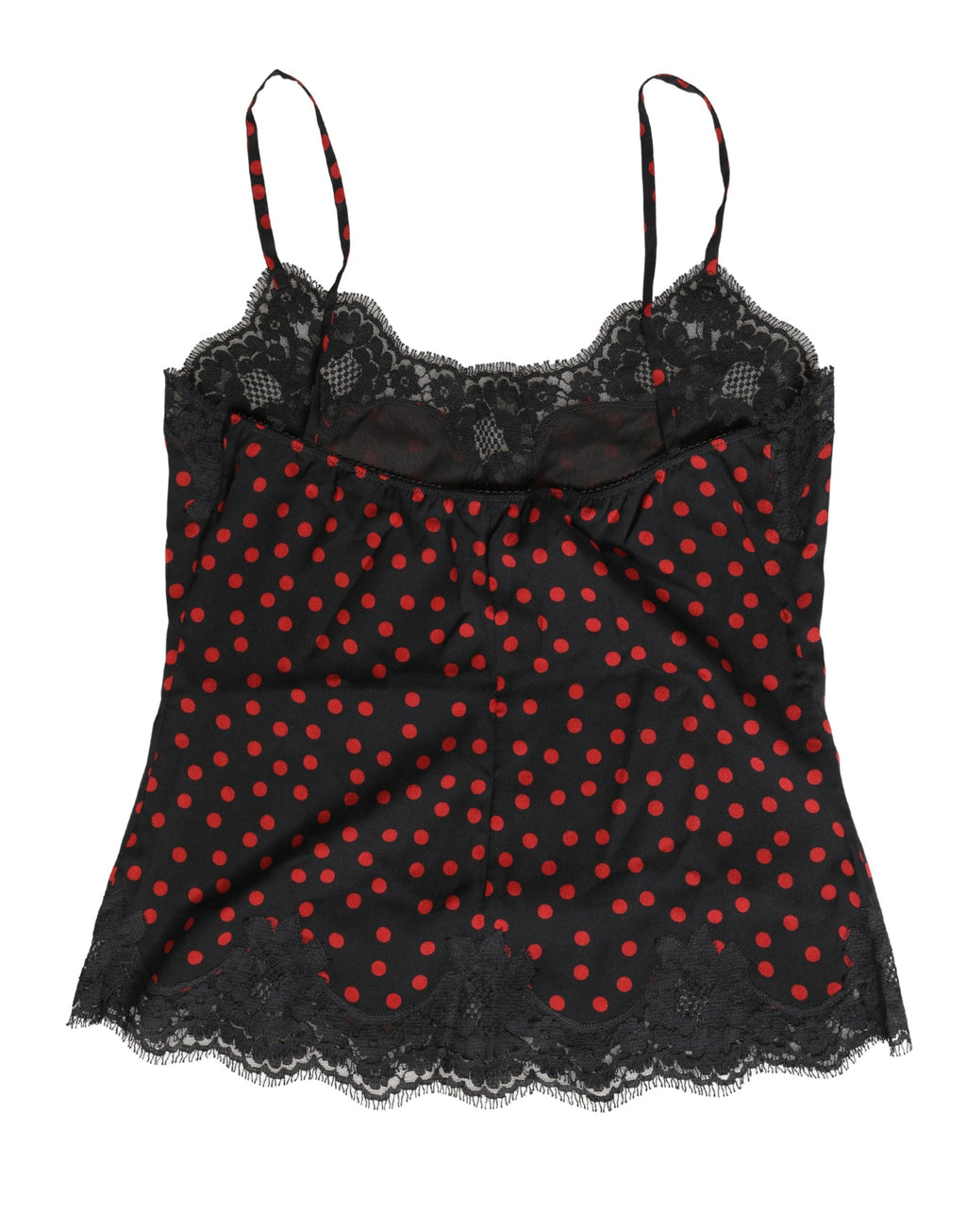 Dolce & Gabbana Black Polka dot Silk Tank Camisole Top Sleepwear