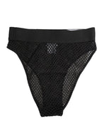 Dolce & Gabbana Black Cotton Mesh High Brief Panty Underwear