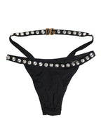 Dolce & Gabbana Black Crystal Embellished Bikini Bottom Swimwear