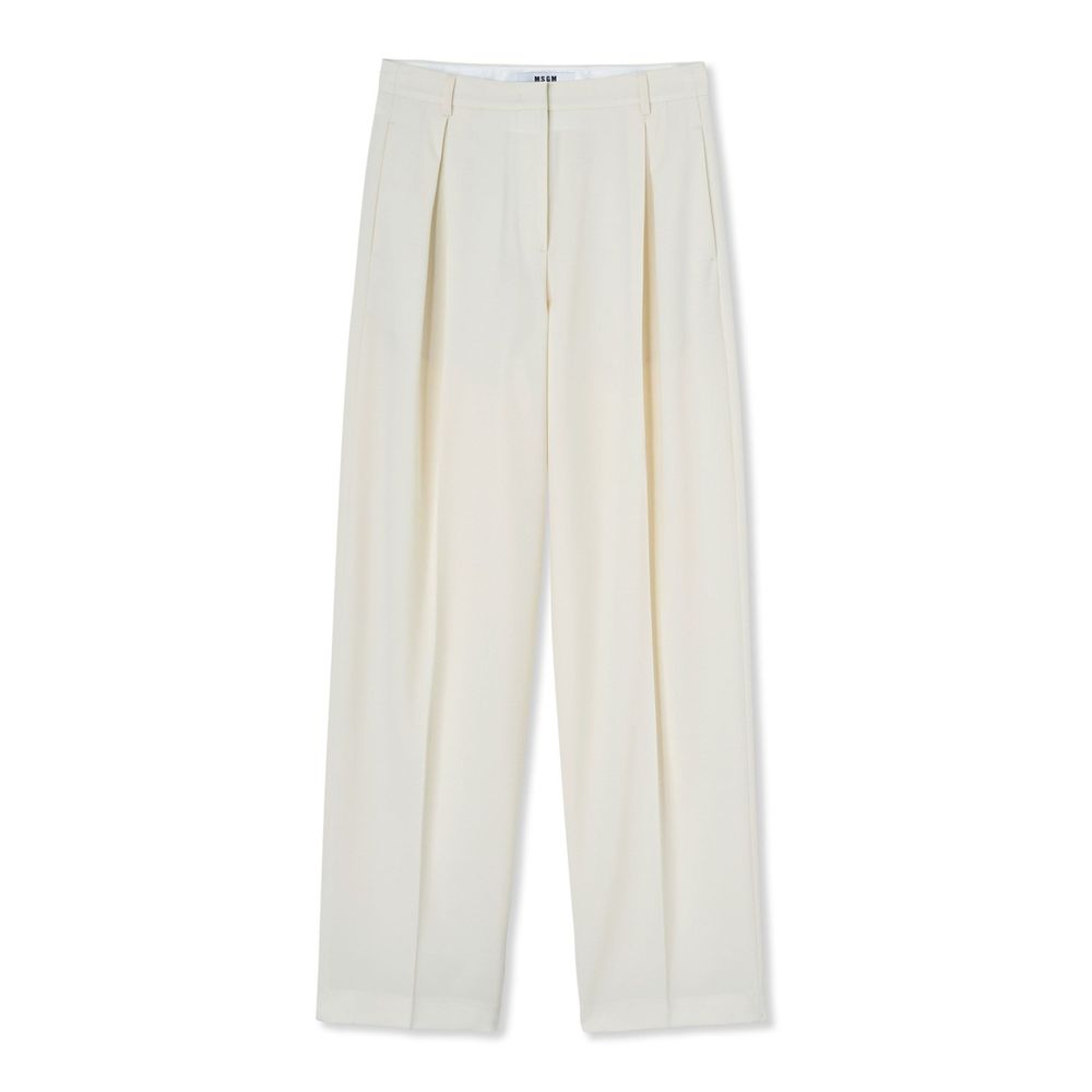 MSGM White Wool Casual Pants