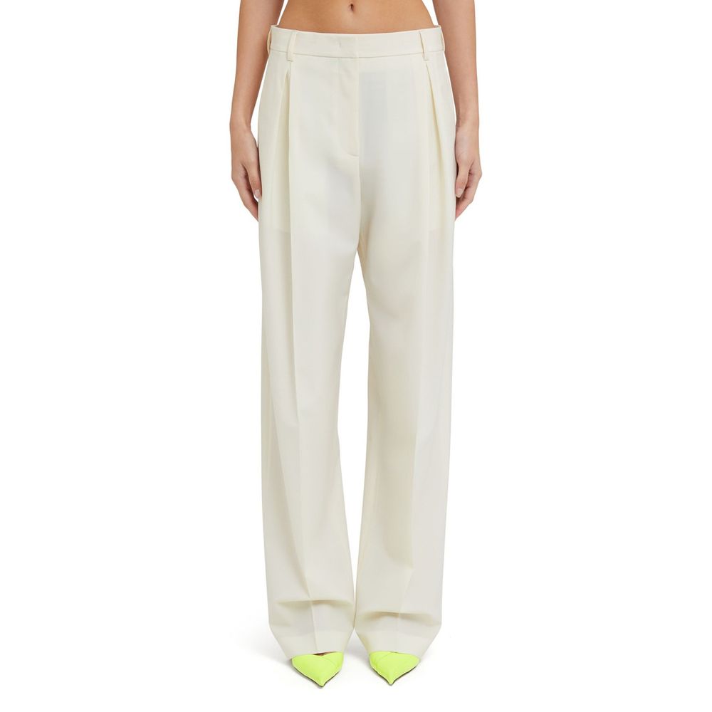 MSGM White Wool Casual Pants