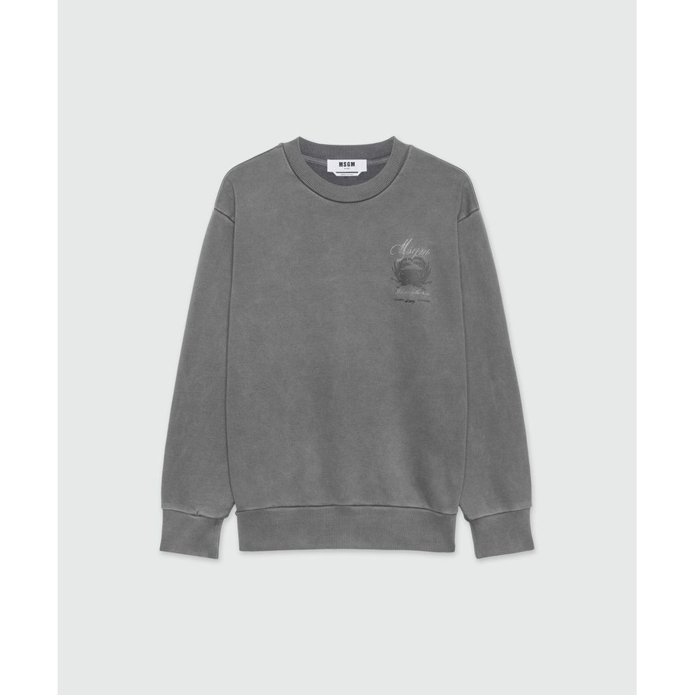 MSGM Gray Cotton Sweatshirt