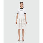 MSGM White Cotton Midi Skirt