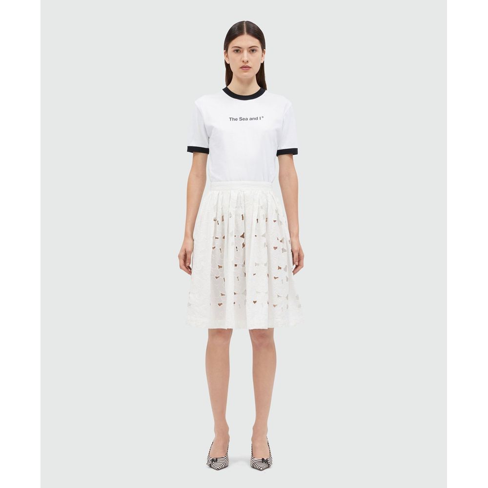 MSGM White Cotton Midi Skirt