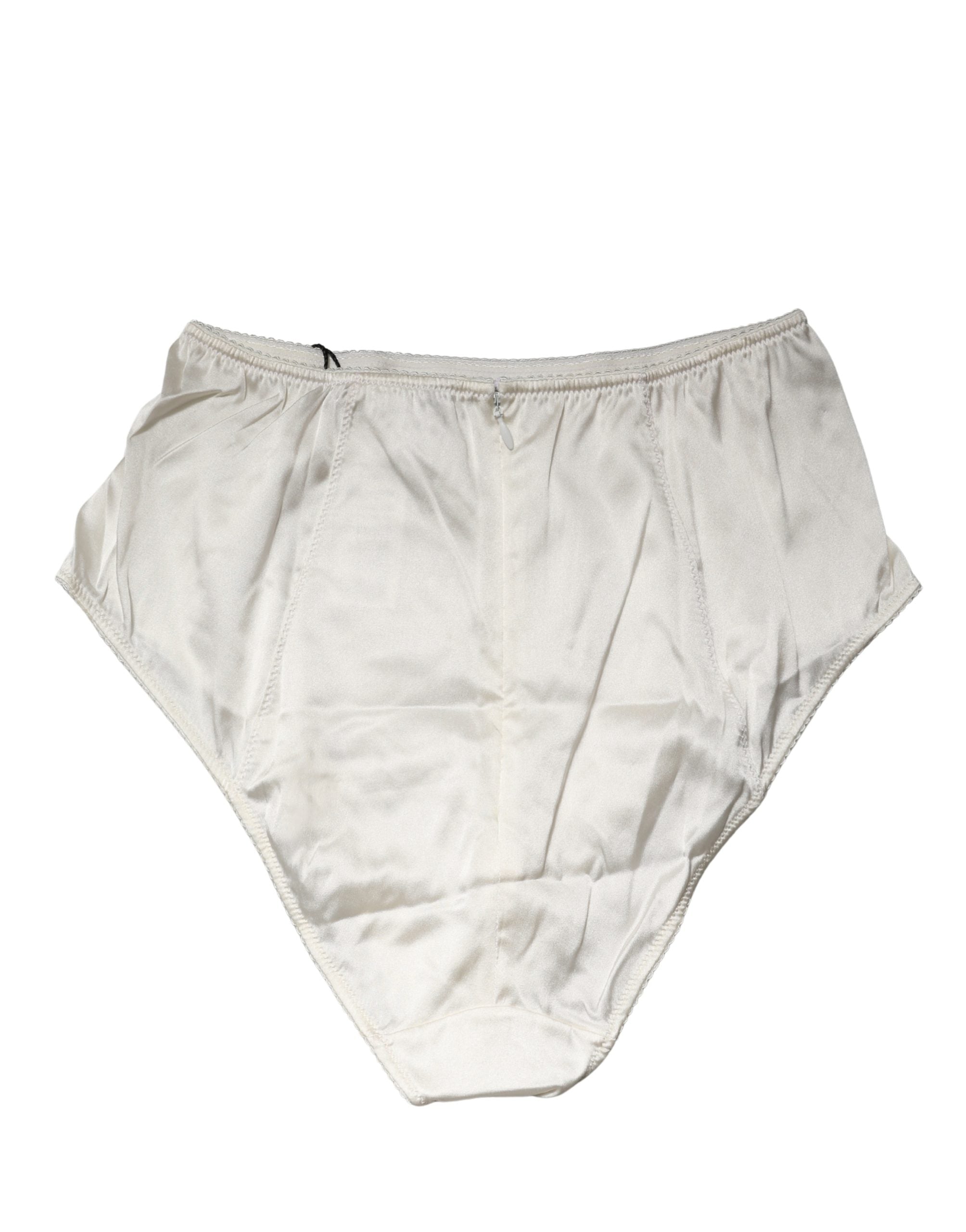 Dolce & Gabbana White Silk Blend High Waist Girdle Panty Underwear