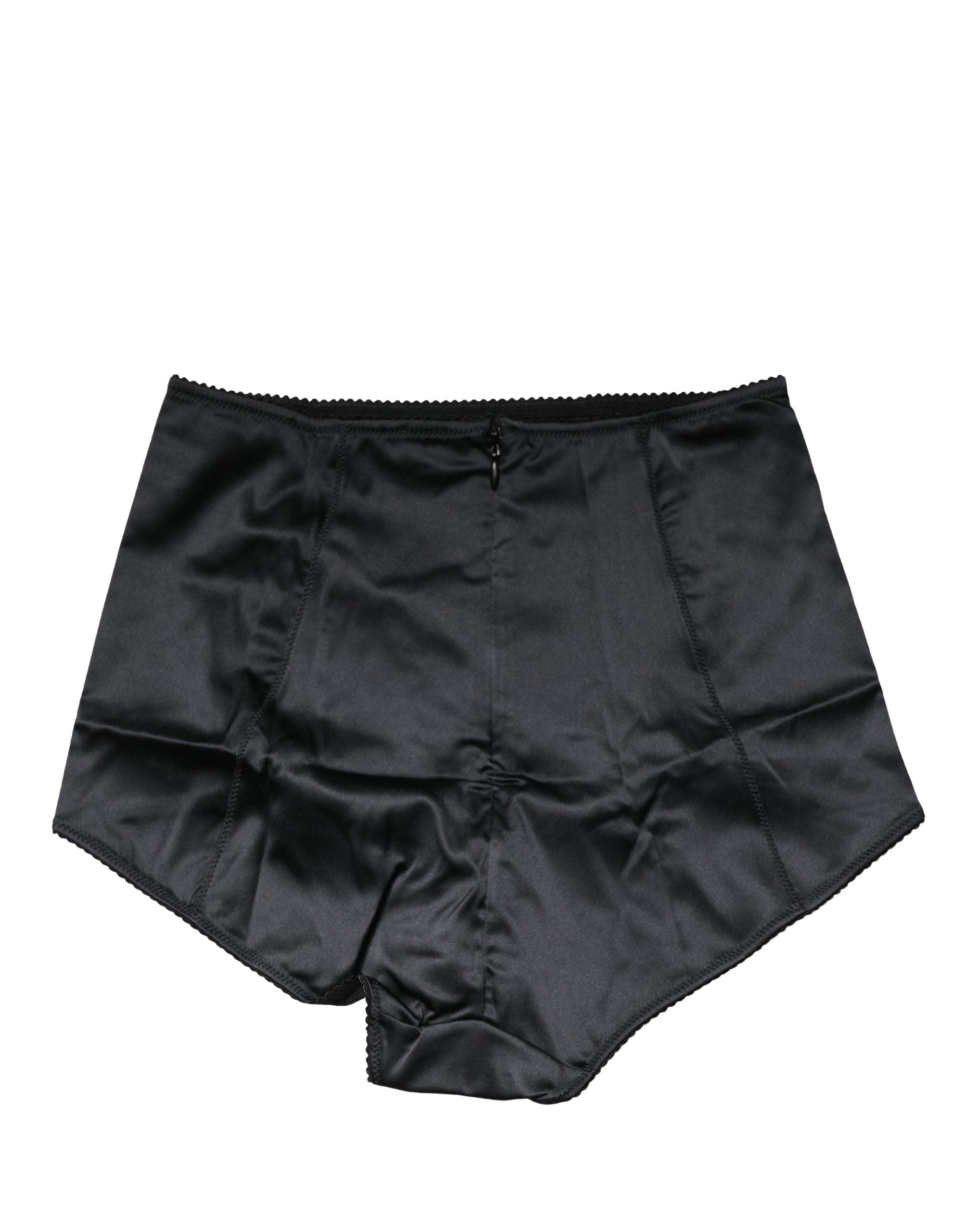 Dolce & Gabbana Black Silk Blend High Waist Girdle Panty Underwear