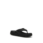 Prada Black Calf Leather Bos Taurus Flip-Flop Sandals