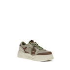 Fendi Brown Calf Leather Bos Taurus Chunky Sneakers
