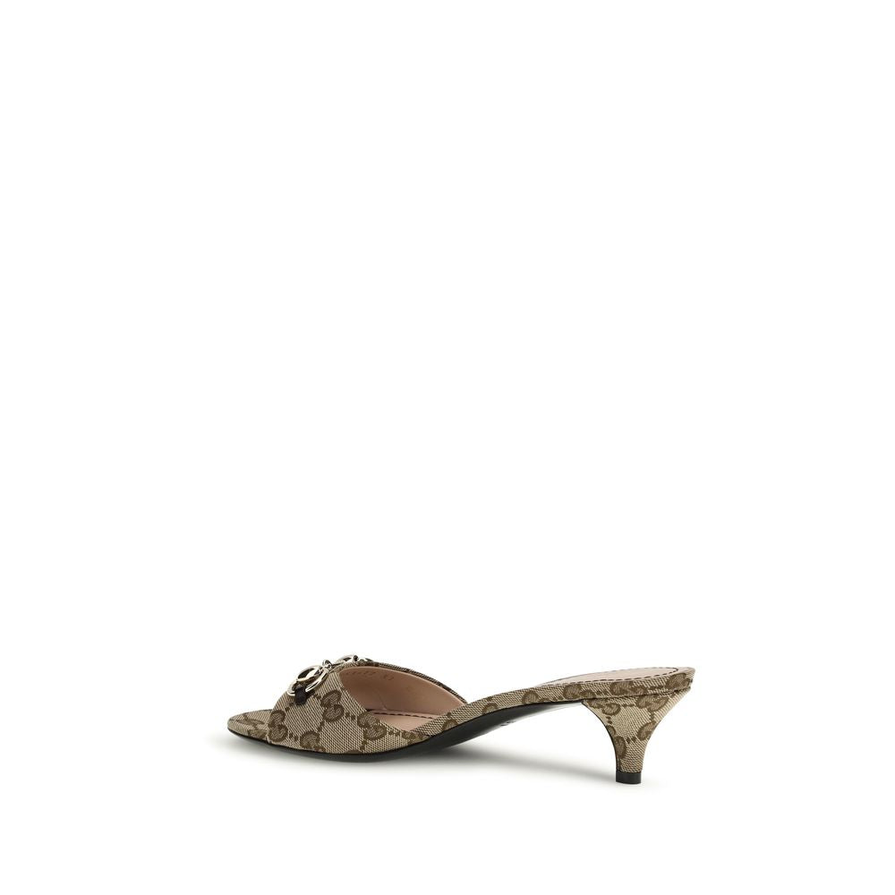 Gucci Beige Fabric Stiletto Heel Sandals
