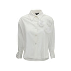 Ella White Cotton Pattern Shirt