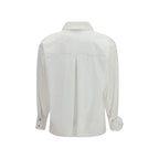 Ella White Cotton Pattern Shirt