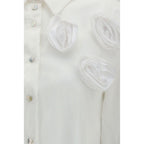 Ella White Cotton Pattern Shirt