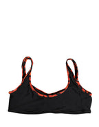 Pyrex Black Top Orange Leopard Print Bottom 2 Piece Swimwear
