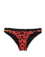 Pyrex Black Top Orange Leopard Print Bottom 2 Piece Swimwear