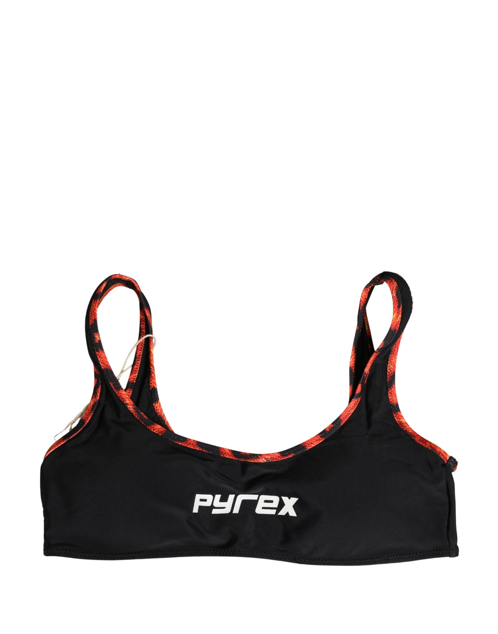 Pyrex Black Top Orange Leopard Print Bottom 2 Piece Swimwear