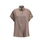 Brunello Cucinelli Brown Silk Shortsleeve Shirt