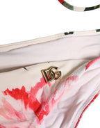 Dolce & Gabbana White Carnation Print Triangle Bikini Set Swimwear