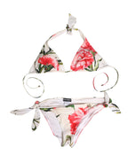 Dolce & Gabbana White Carnation Print Triangle Bikini Set Swimwear