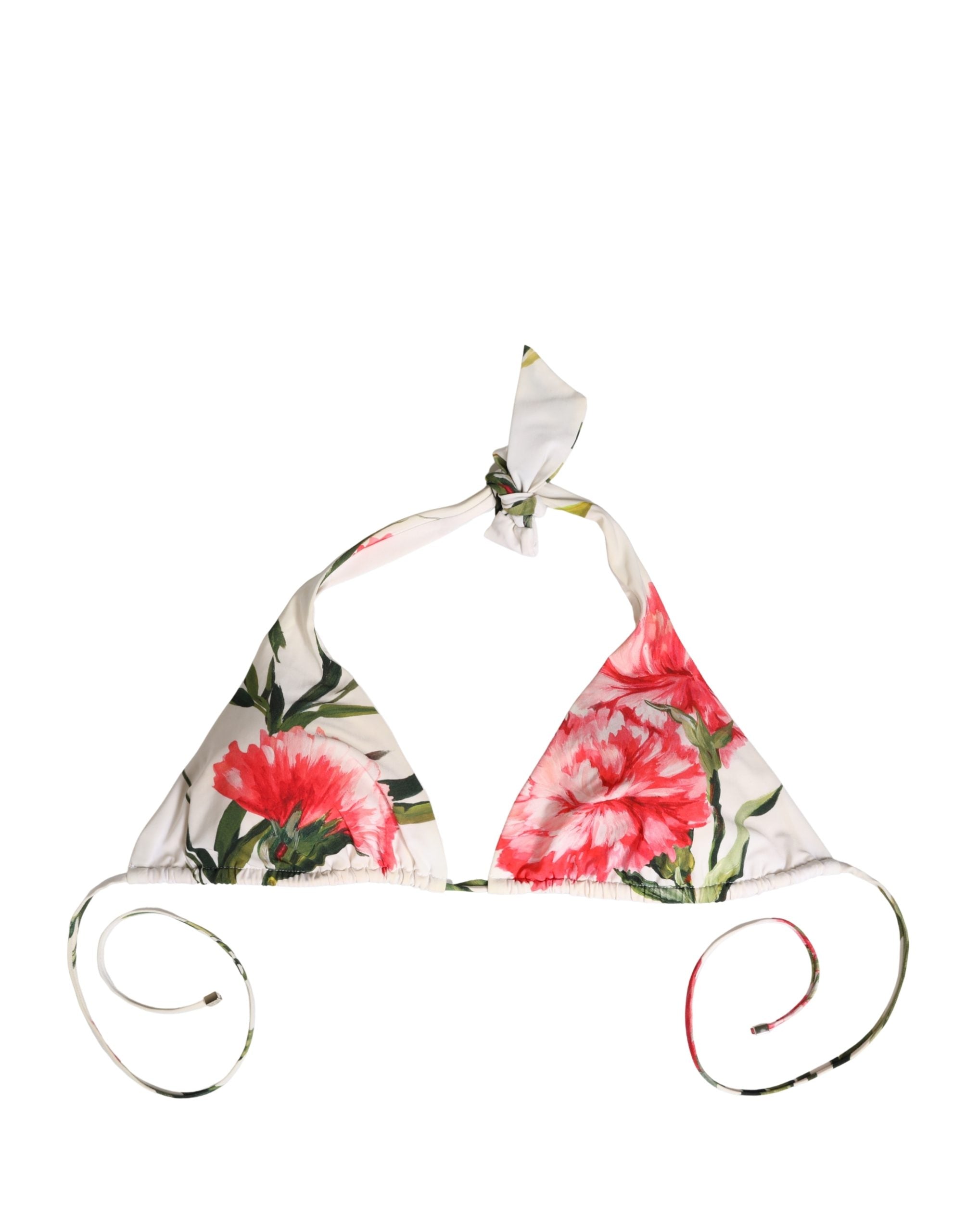 Dolce & Gabbana White Carnation Print Triangle Bikini Set Swimwear