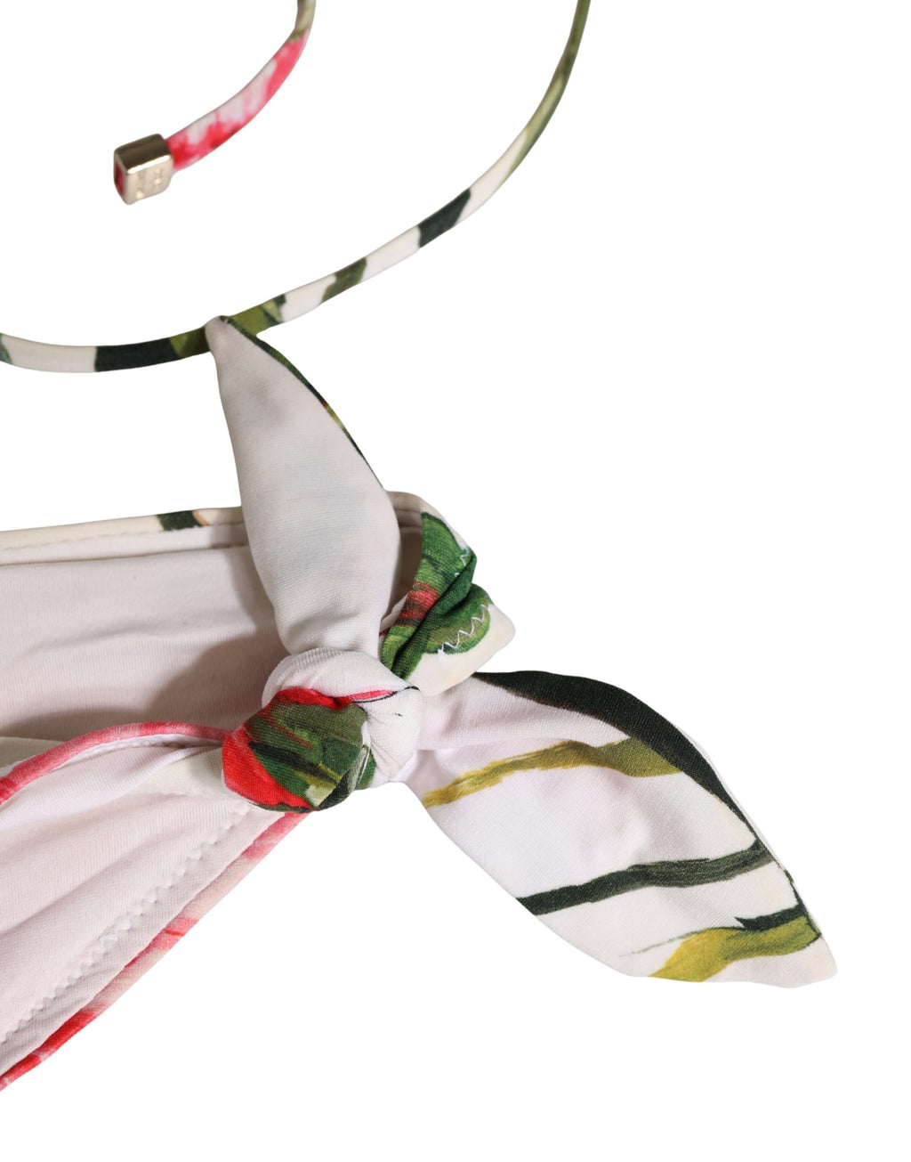Dolce & Gabbana White Carnation Print Triangle Bikini Set Swimwear
