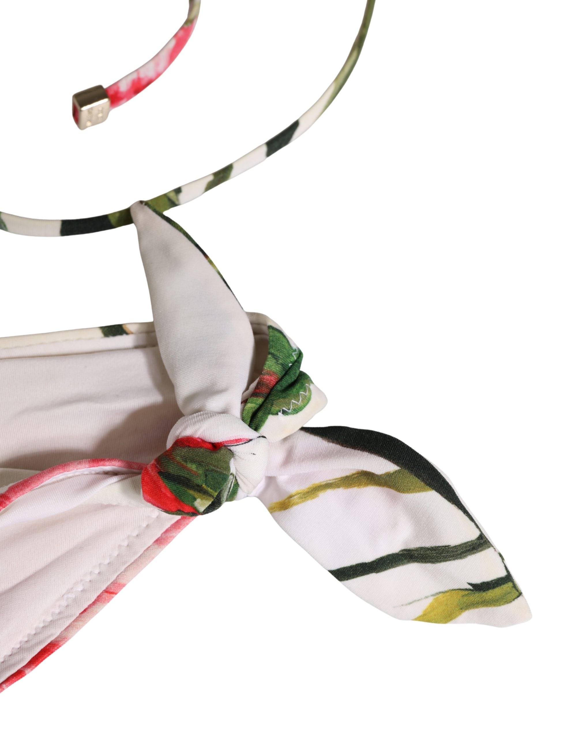Dolce & Gabbana White Carnation Print Triangle Bikini Set Swimwear