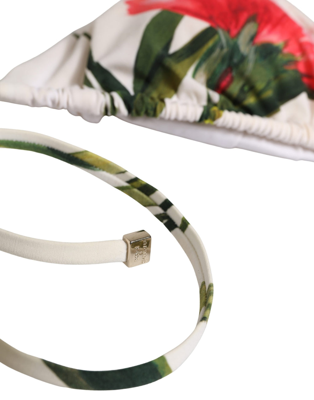 Dolce & Gabbana White Carnation Print Triangle Bikini Set Swimwear