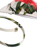 Dolce & Gabbana White Carnation Print Triangle Bikini Set Swimwear