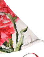 Dolce & Gabbana White Carnation Print Triangle Bikini Set Swimwear