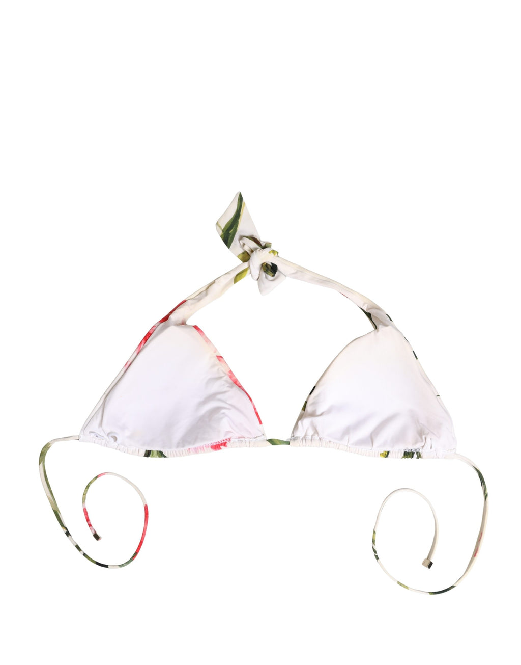 Dolce & Gabbana White Carnation Print Triangle Bikini Set Swimwear