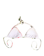 Dolce & Gabbana White Carnation Print Triangle Bikini Set Swimwear