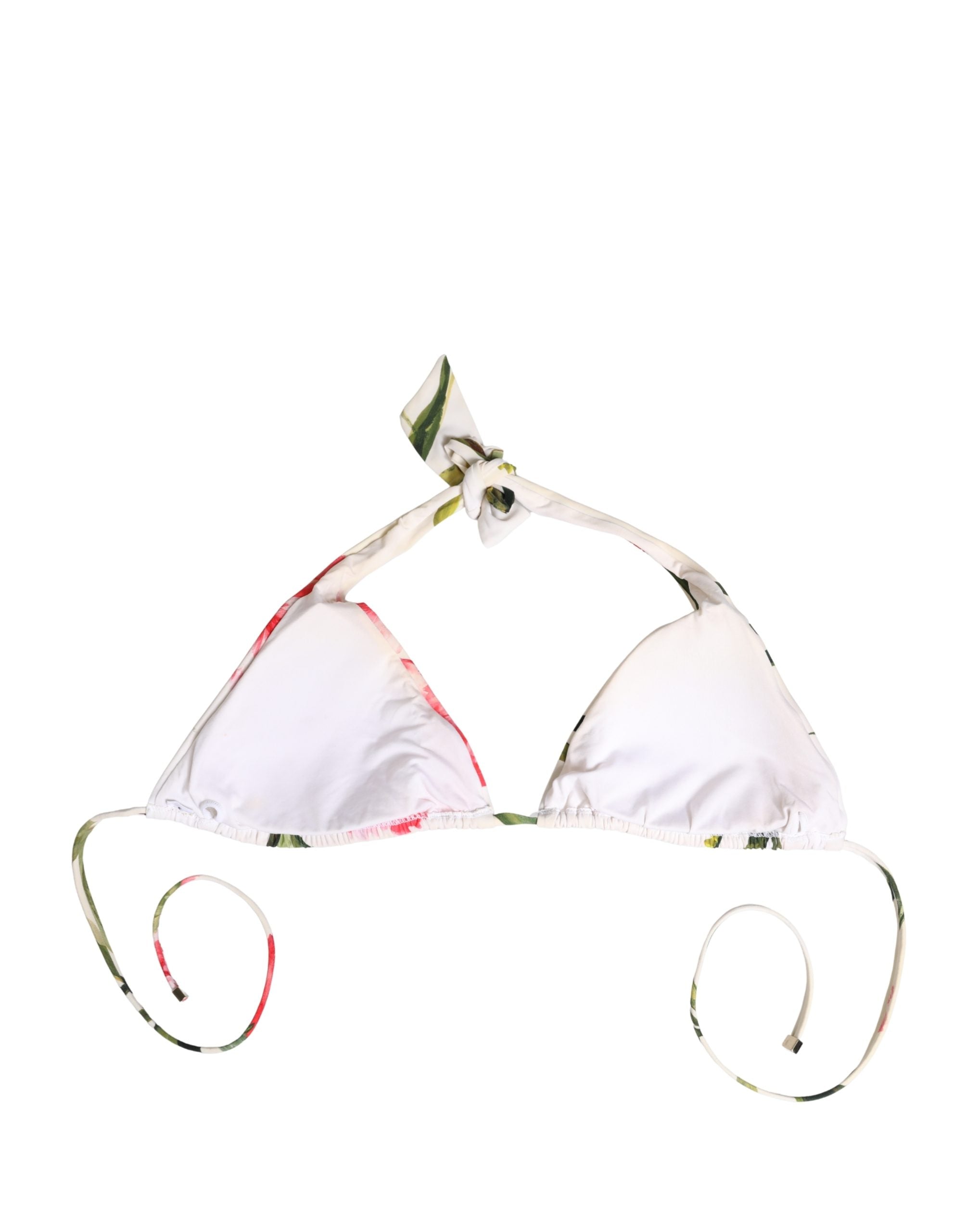Dolce & Gabbana White Carnation Print Triangle Bikini Set Swimwear