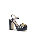 Valentino Garavani Blue Calf Leather Bos Taurus Platform Sandals
