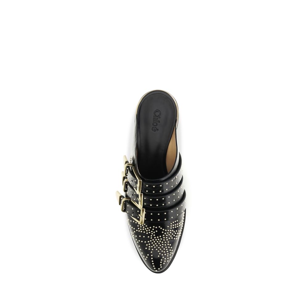 Chloé Black Calf Leather Bos Taurus Mules