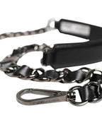 Dolce & Gabbana Black Leather Silver Chain Bag Accessory Shoulder Strap