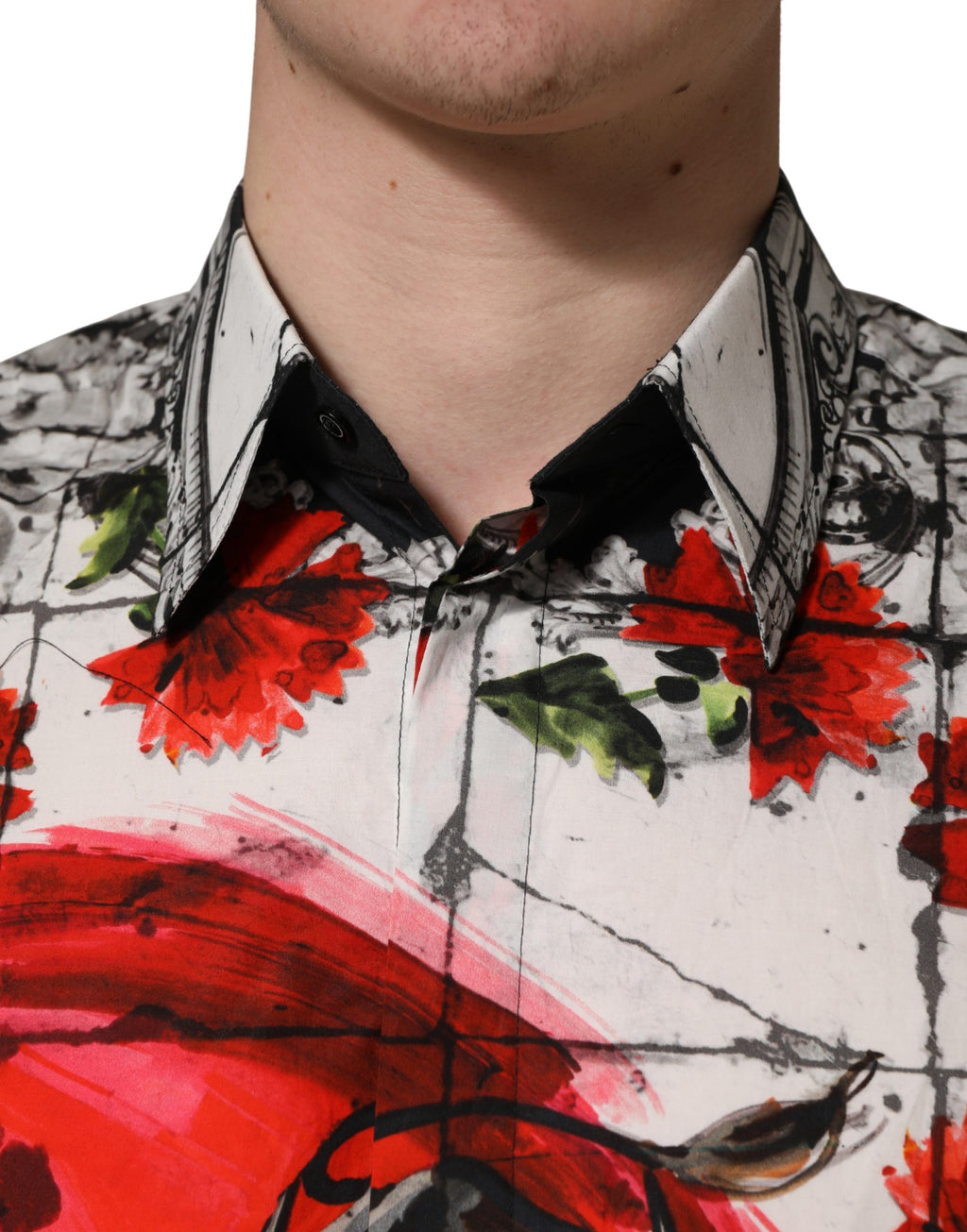 Dolce & Gabbana Multicolor Floral Bull Collared Men Dress Shirt