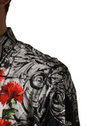 Dolce & Gabbana Multicolor Floral Bull Collared Men Dress Shirt