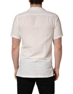 Dolce & Gabbana White Linen Short Sleeves Button Down Shirt