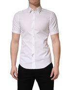 Dolce & Gabbana White Cotton Short Sleeves Button Down Shirt