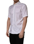 Dolce & Gabbana White Cotton Short Sleeves Button Down Shirt
