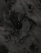 Dolce & Gabbana Black Floral Applique Sheer Short Sleeve Shirt