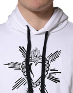 Dolce & Gabbana White Sacred Heart Hooded Sweatshirt Sweater