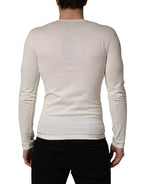 Dolce & Gabbana White Long Sleeves Henley Pullover Sweater