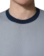 Dolce & Gabbana Blue Long Sleeves Crew Neck Pullover Sweater