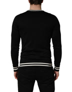 Dolce & Gabbana Black King Of Hearts Men Crew Neck Pullover Sweater