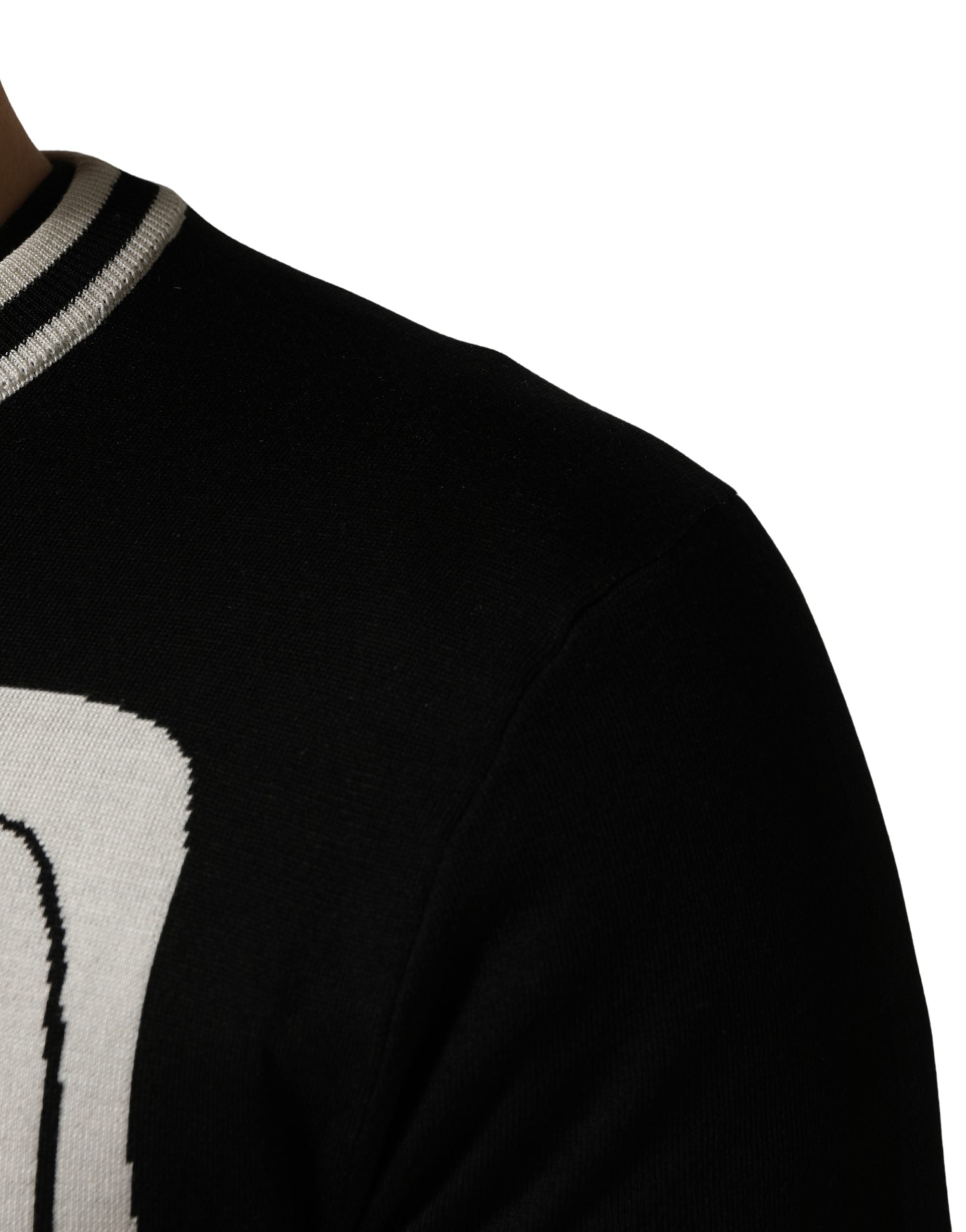 Dolce & Gabbana Black King Of Hearts Men Crew Neck Pullover Sweater