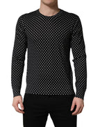 Dolce & Gabbana Black Polka Dot Crew Neck Pullover Sweater